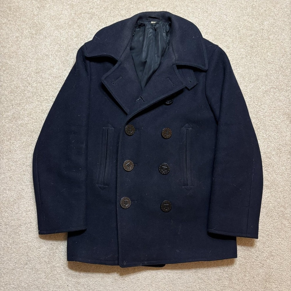 Buzz Rickson's Pea Coat Mens 38 Navy Wool USN Naval Jacket BR11554 Japan